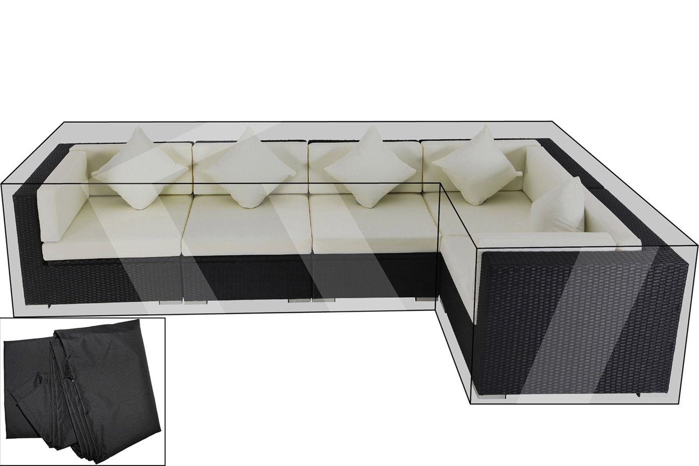 OUTFLEXX Premium Abdeckhauben Conjunto para salón theBox-A/-D: 1304/ 1714/ 7175/ 16064, negro, resistente al agua 13651__1