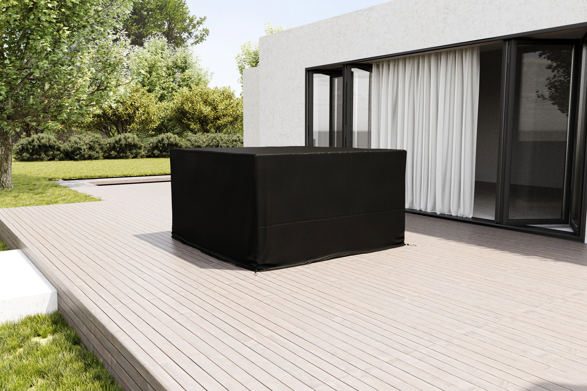 Funda protectora OUTFLEXX para conjuntos de comedor de jardín, negra, tejido Ripstop/poliéster, 165 x 180 x 75 cm, repelente al agua, protección UV