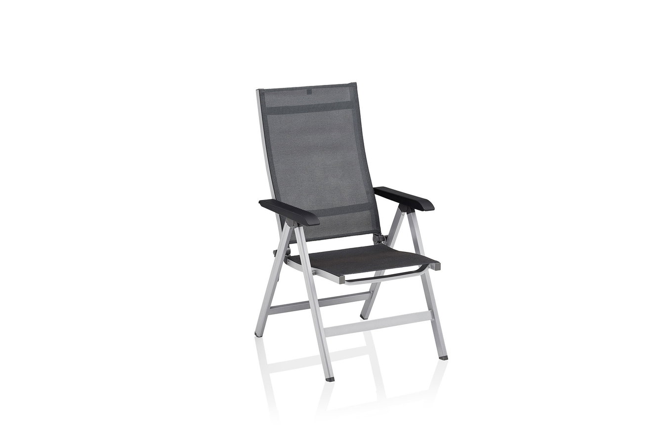 KETTLER Basic Plus Premium Silla Plegable, plateado/regaliz, Alu/Tejido outdoor, 0102401-0000 30903__1