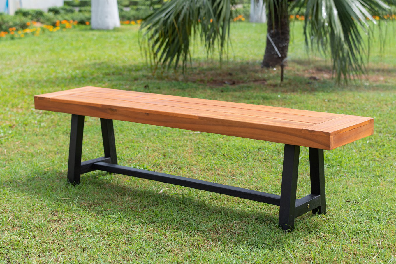 Banco OUTFLEXX, natural/negro, Acacia, 160 x 36,5 x 45 cm, Producto certificado FSC® 21924__1
