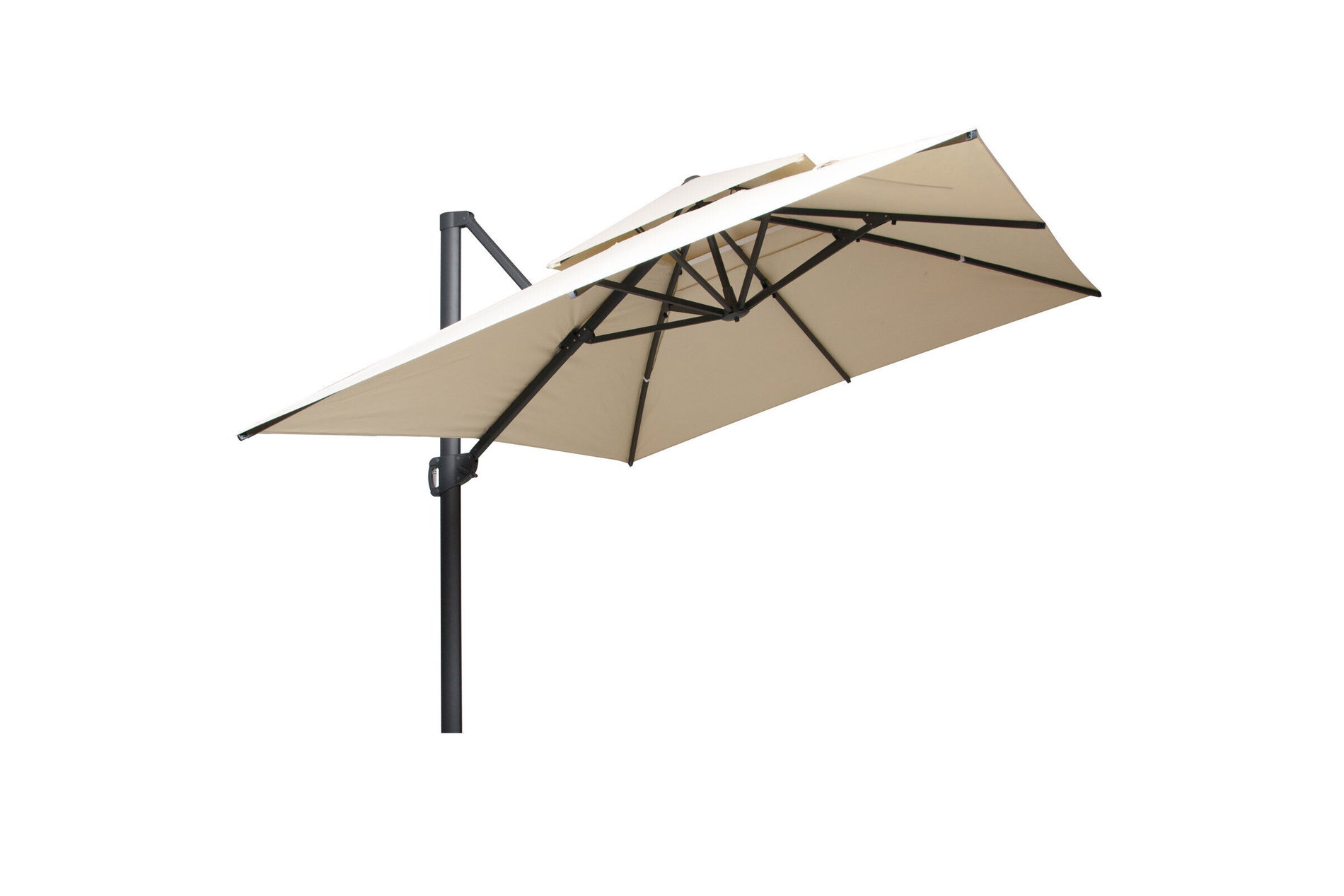 OUTFLEXX Sydney Sombrilla excéntrica, antracita/crema, Aluminio/Poliéster, 400 x 300 cm