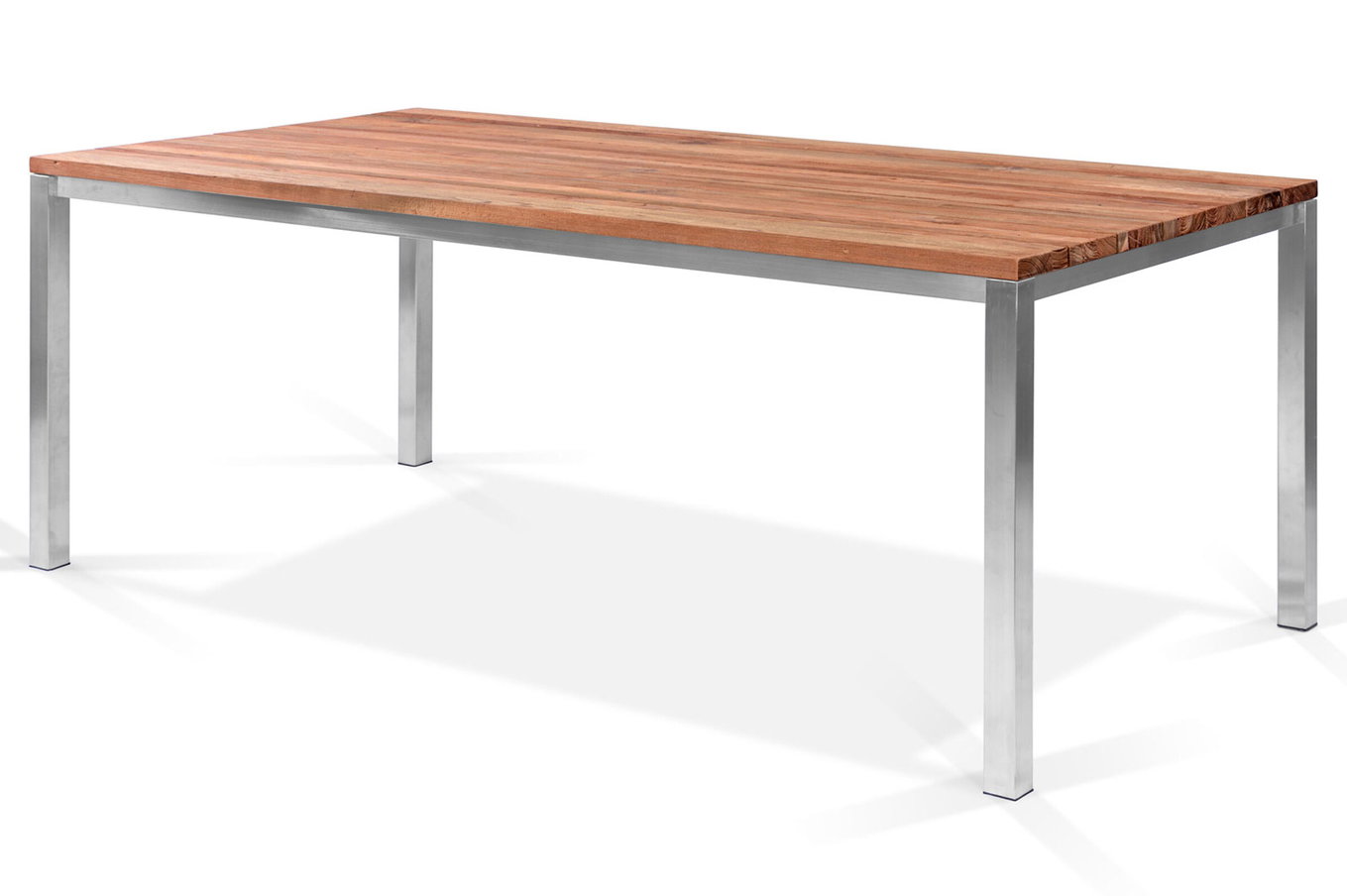 OUTFLEXX Classic Mesa de comedor, plateado/natural, acero inoxidable/teca reciclada, 220 x 100 cm, producto certificado FSC® 21706__1