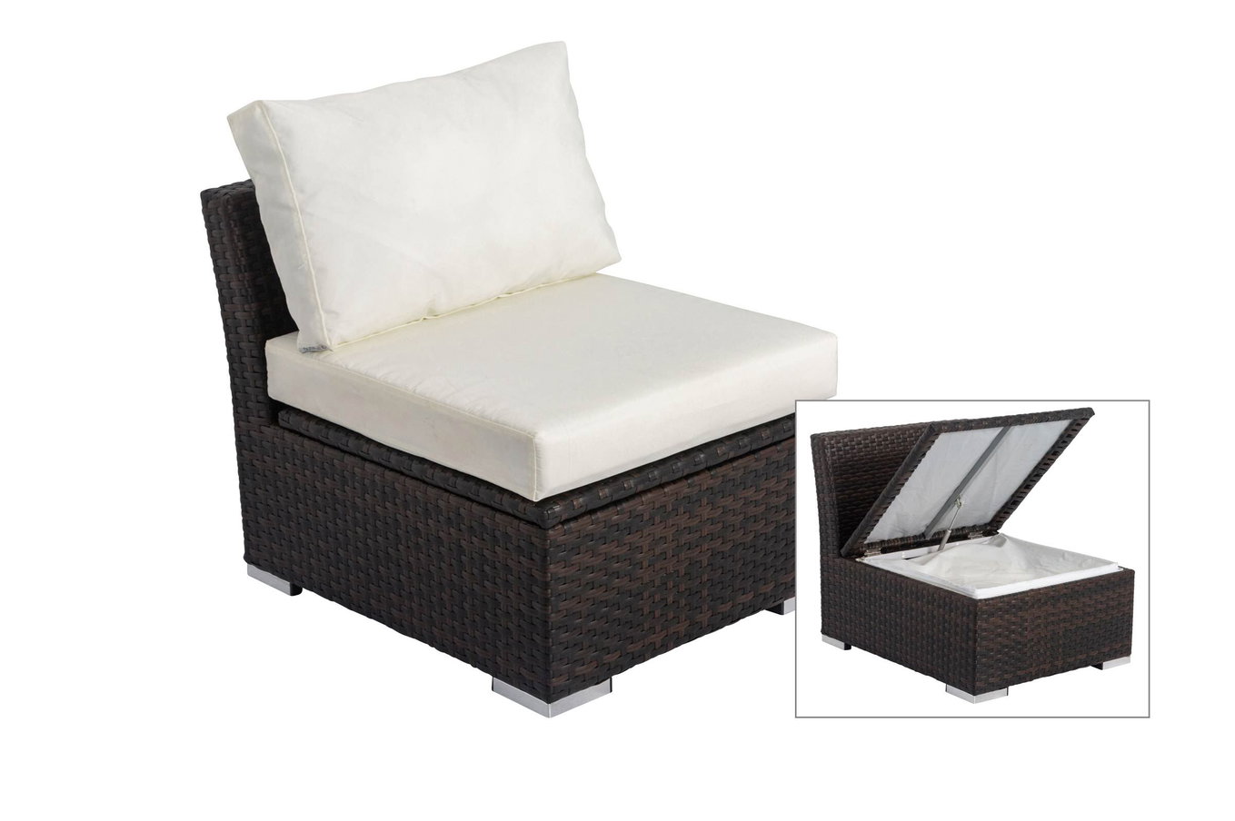 OUTFLEXX Elemento central, marrón jaspeado, polirratán, 63 x 78 x 65 cm, adecuado para 7759-BOX 18375_BOX__1