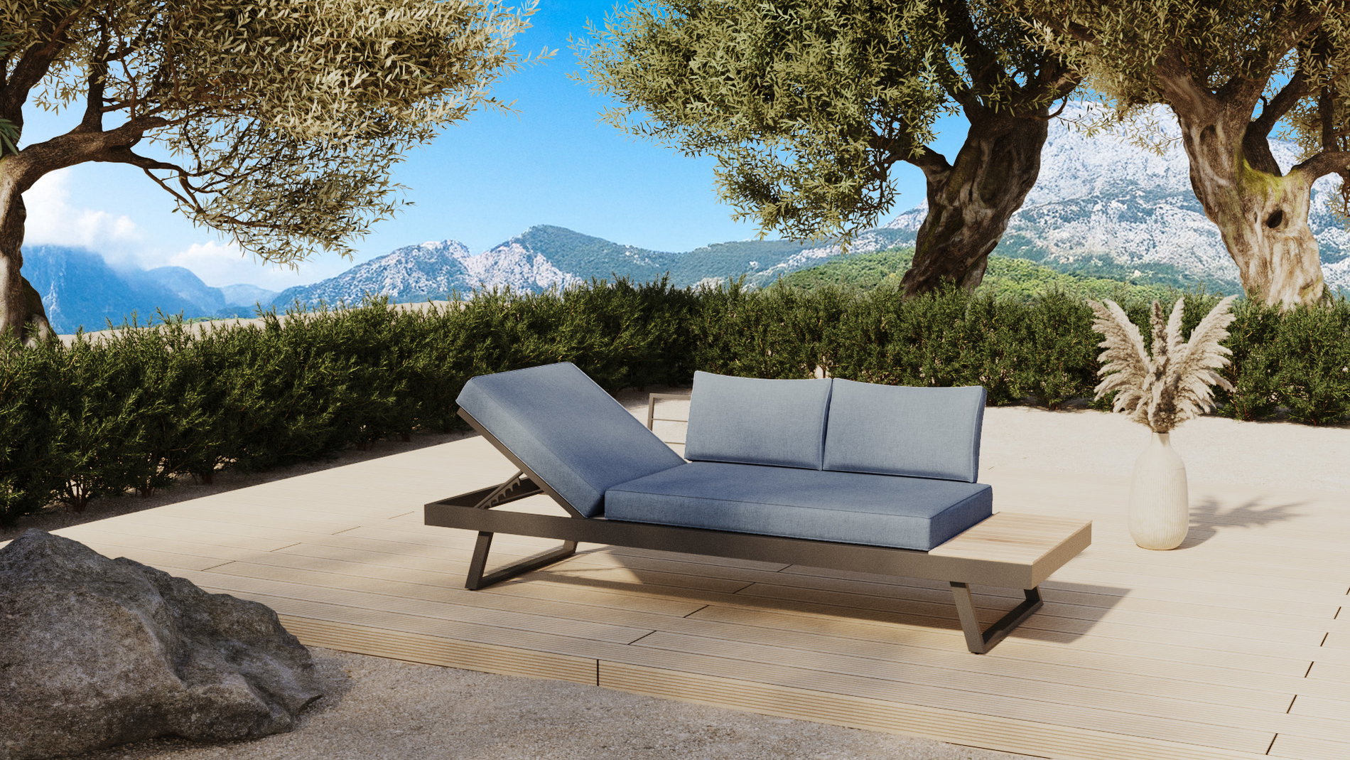 OUTFLEXX Tumbona/Lounge, antracita, aluminio/poliéster, ajustable, alto confort de reclinado