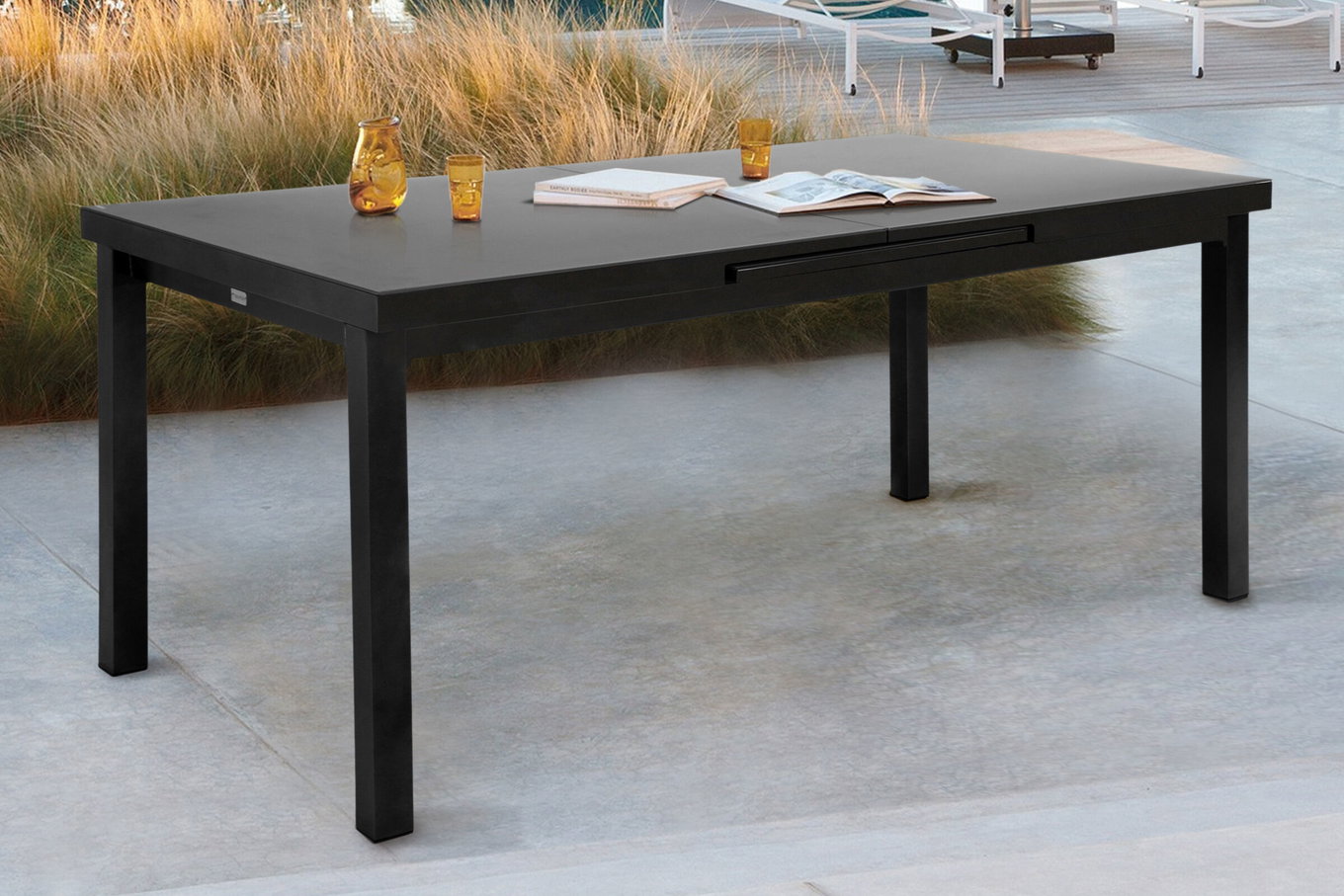 Mesa extensible Premium OUTFLEXX, antracita/gris, Alu/Vidrio, 180/240x100cm, mecanismo de extensión automático 18337__1