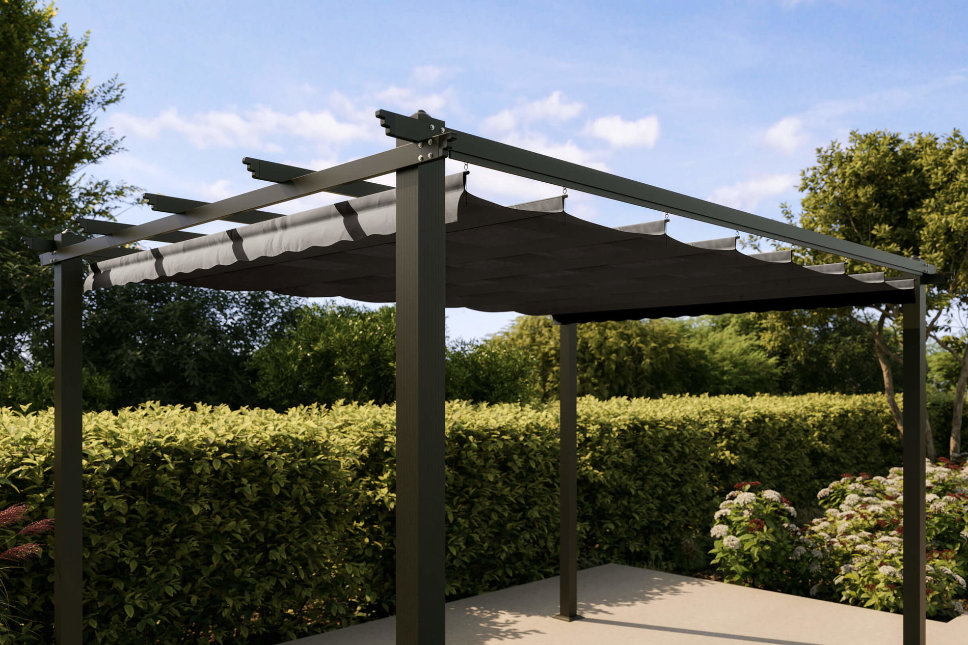 OUTFLEXX Toldo de repuesto para pérgola de techo plano, antracita, poliéster, 4 x 3 m, protección contra intemperie y UV, con sistema Air-Vent