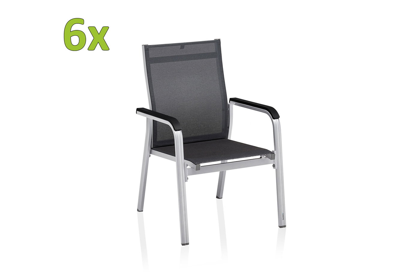 KETTLER BasicPlus Premium, plata/regaliz, Aluminio/Tejido de exterior, 6x Silla apilable (0102405-0000) 31499__1