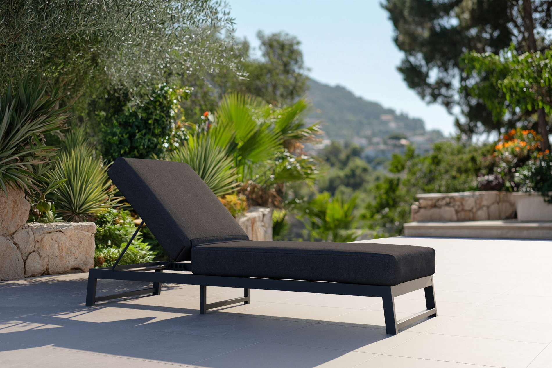 OUTFLEXX Allure Tumbona, Tumbona de jardín, antracita, aluminio y poliéster, 209 x 72 cm, secado rápido, resistente a la intemperie