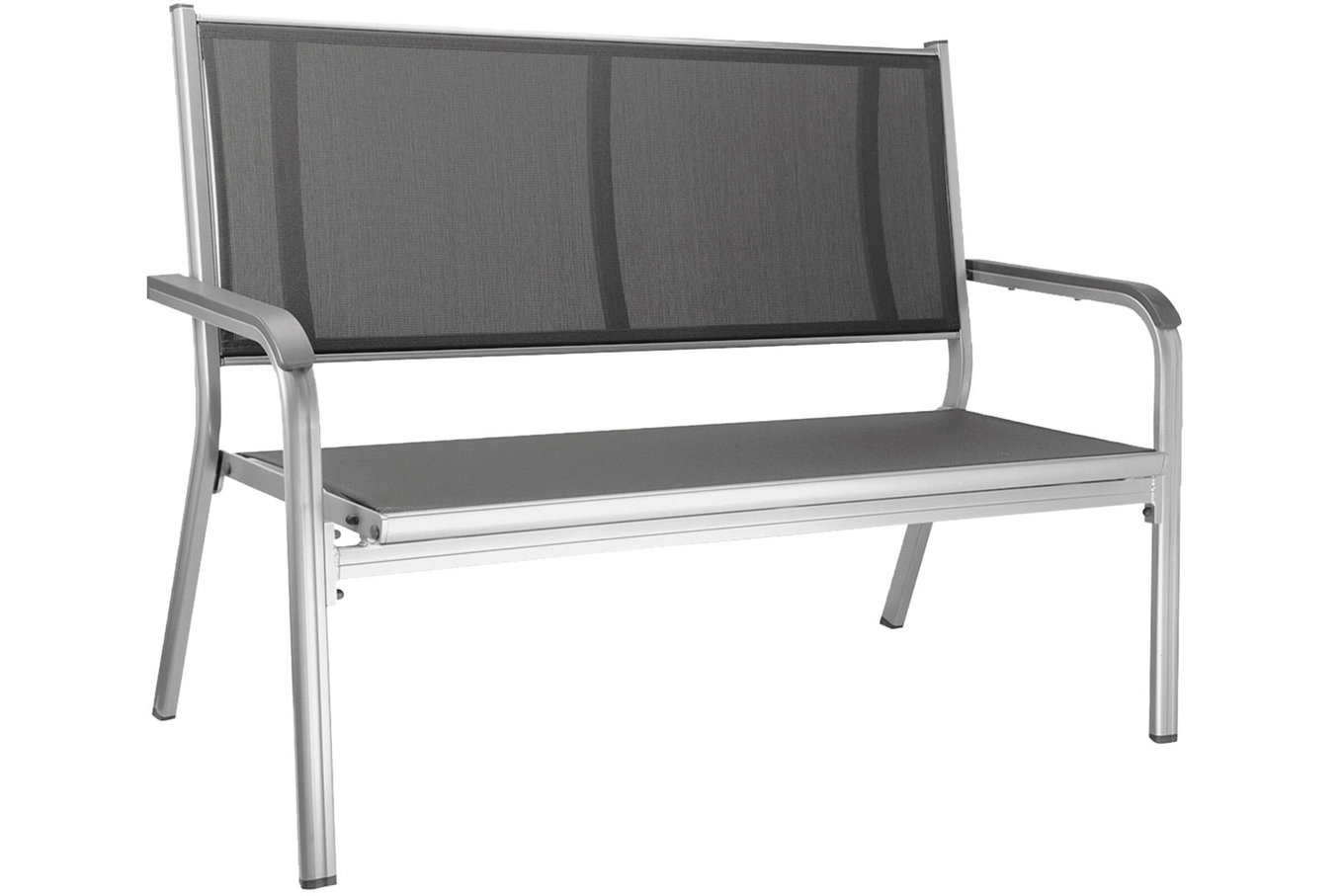 KETTLER BasicPlus Banco para 2 personas, plata/antracita, Alu/Textilene, 140x65cm, 0301211-0000 10708_1__1