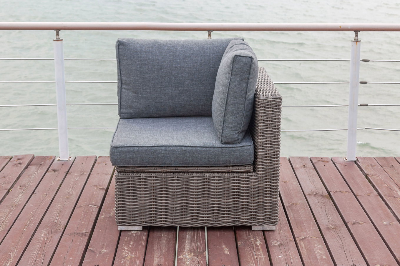 OUTFLEXX Módulo esquinero izquierdo, gris, polirratán, 82 x 82 x 70 cm, asiento ajustable, arcón impermeable para cojines 18362_2_BOX__1