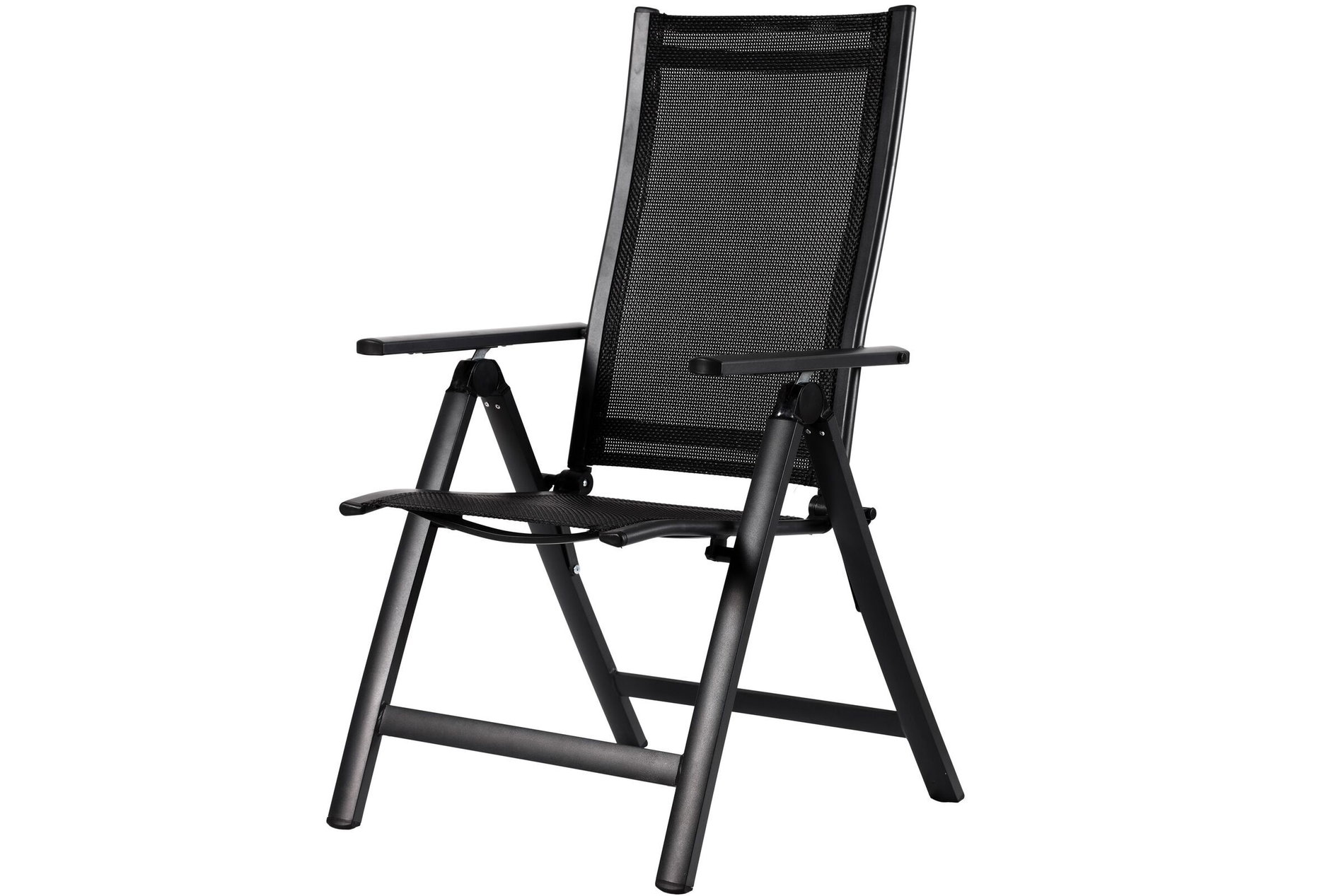 OUTFLEXX Silla plegable, antracita mate/negro, Alu/Textilene, 60x70x106cm, ajustable en 7 posiciones