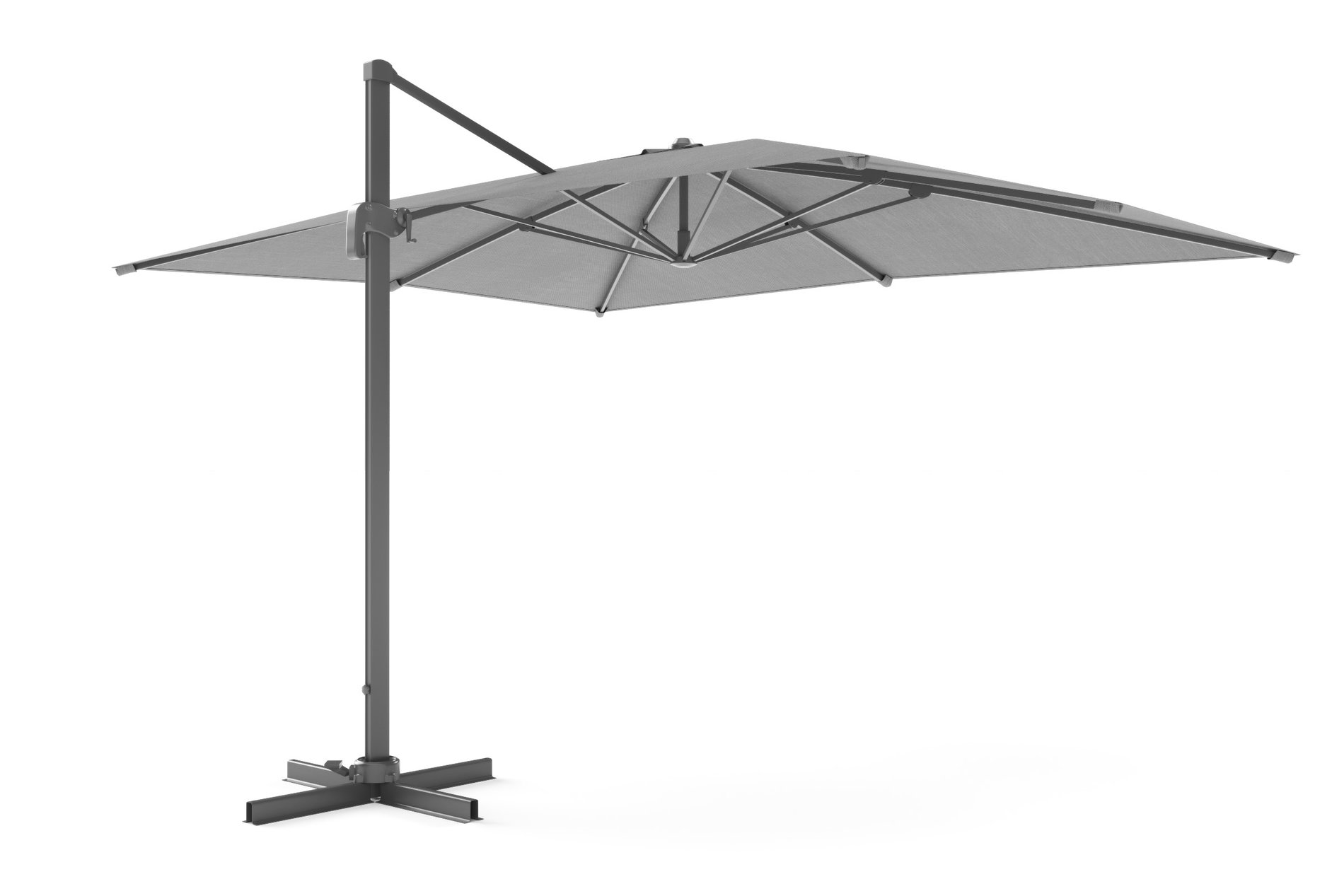 OUTFLEXX Sydney Parasol excéntrico, antracita, aluminio recub. polvo, 400 x 300 cm, incl. base para losas