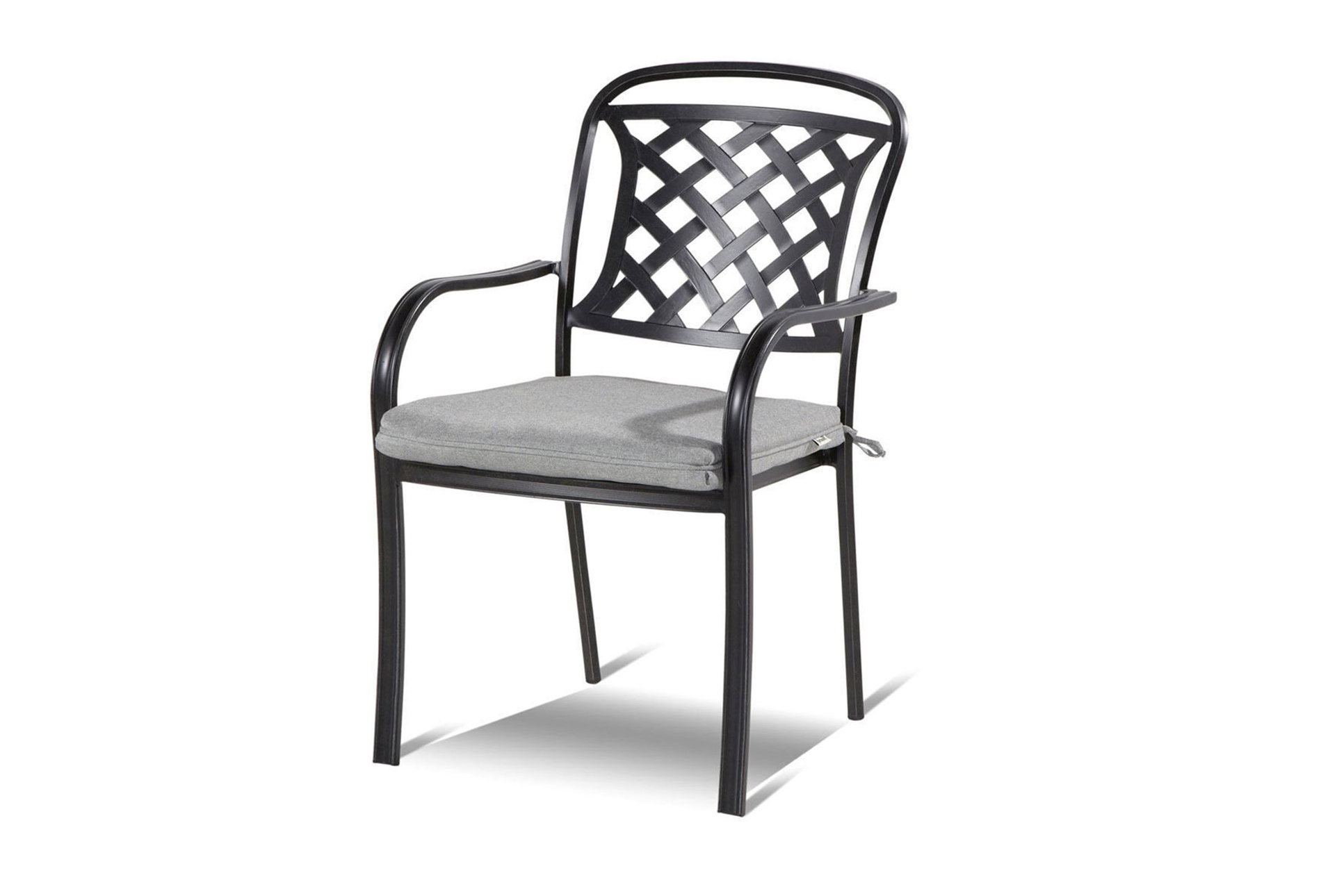 Hartman Preston Sillón Dining, gris, fundición de aluminio, 64x54,5x90cm, cojín de asiento incluido