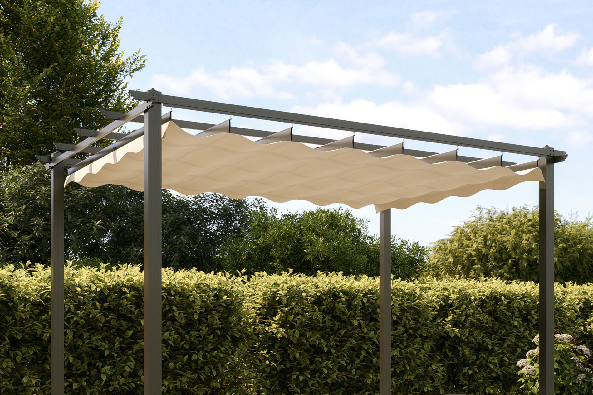 OUTFLEXX Antalya Toldo de repuesto para pérgola, crema, poliéster con revestimiento PA, UV30+, compatible con pérgola 3x3 m