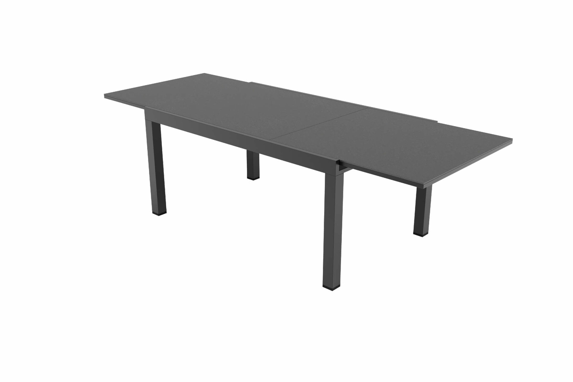 Conjunto de comedor de jardín OUTFLEXX Premium, antracita mate/negro/natural, Alu/Spraystone, mesa 160/260 x 100 cm, 6 sillas apilables incl. 6 cojines