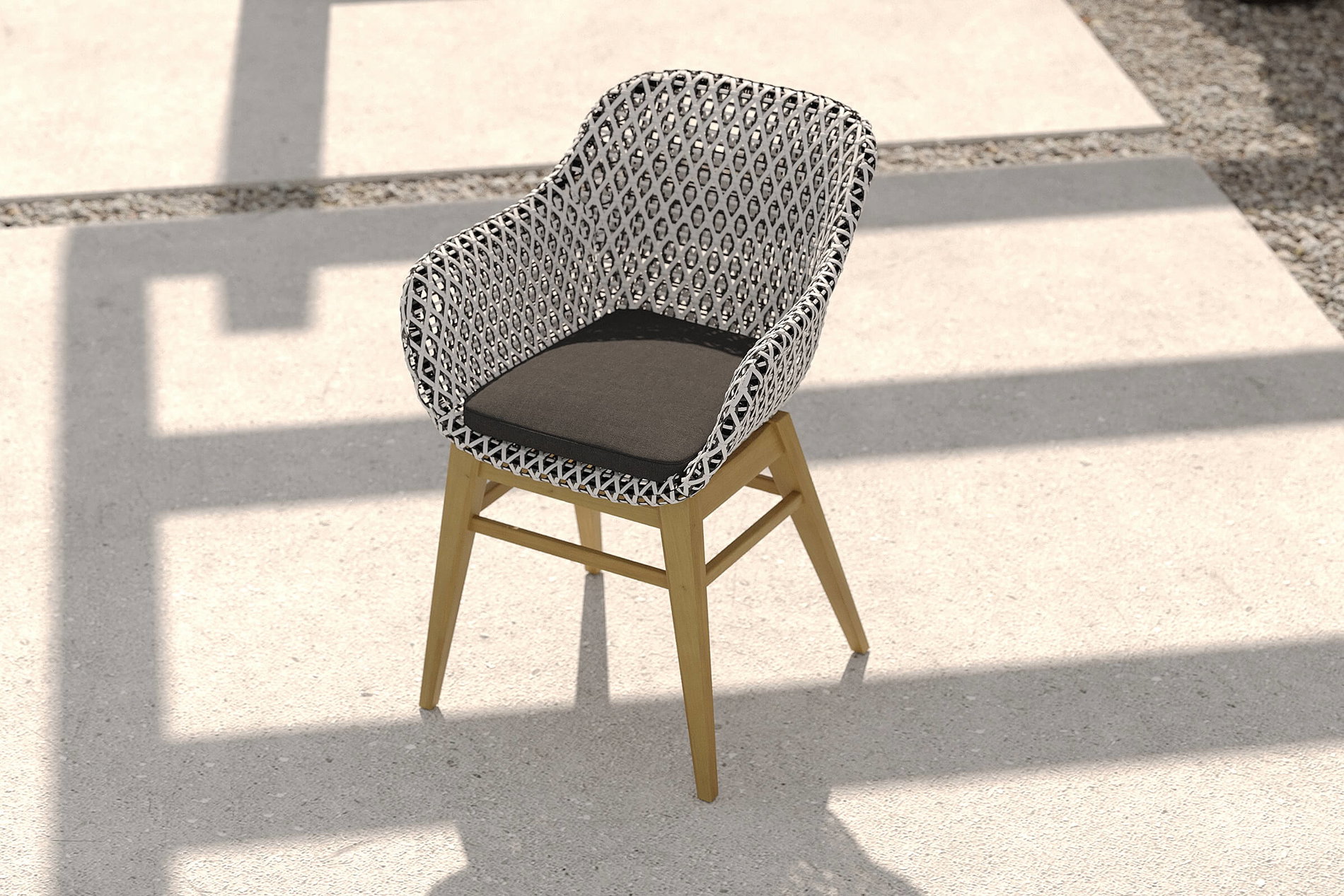 Sillón Dining OUTFLEXX Bali, negro/blanco/natural, Polirratán/Acacia/Acero, 56 x 58 x 78 cm, resistente a la intemperie, incluye cojín de olefina, Producto certificado FSC® Sillón Dining OUTFLEXX Bali, negro/blanco/natural, Polirratán/Acacia/Acero, 56 x 58 x 78 cm, resistente a la intemperie, incluye cojín de olefina, Producto certificado FSC®