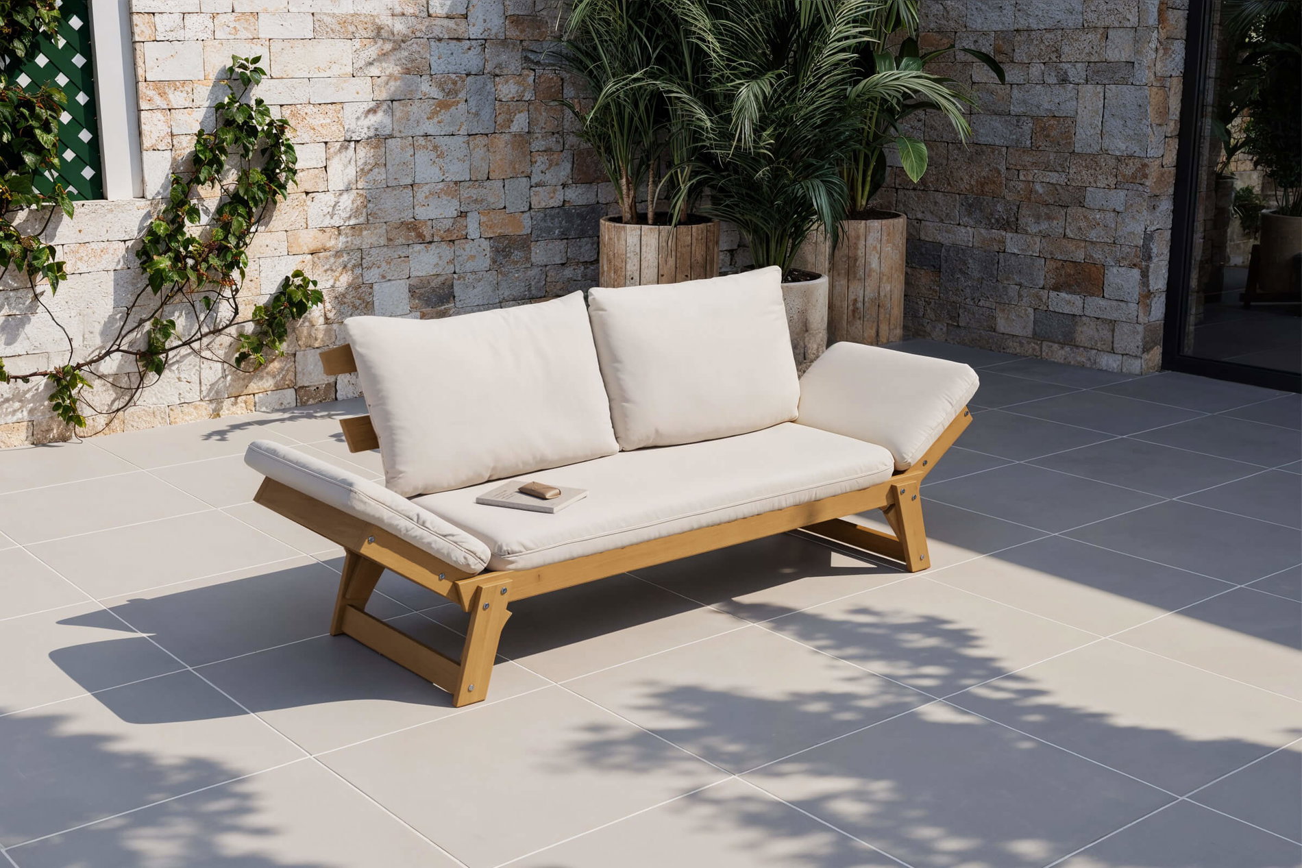 OUTFLEXX Bali Lounge/Liege, creme/natur, Akazie/Polyester, geölt, 198 x 68 x 78 cm, verstellbar, inkl. Kissen, FSC®-zertifiziertes Produkt OUTFLEXX Bali Lounge/Liege, creme/natur, Akazie/Polyester, geölt, 198 x 68 x 78 cm, verstellbar, inkl. Kissen, FSC®-zertifiziertes Produkt