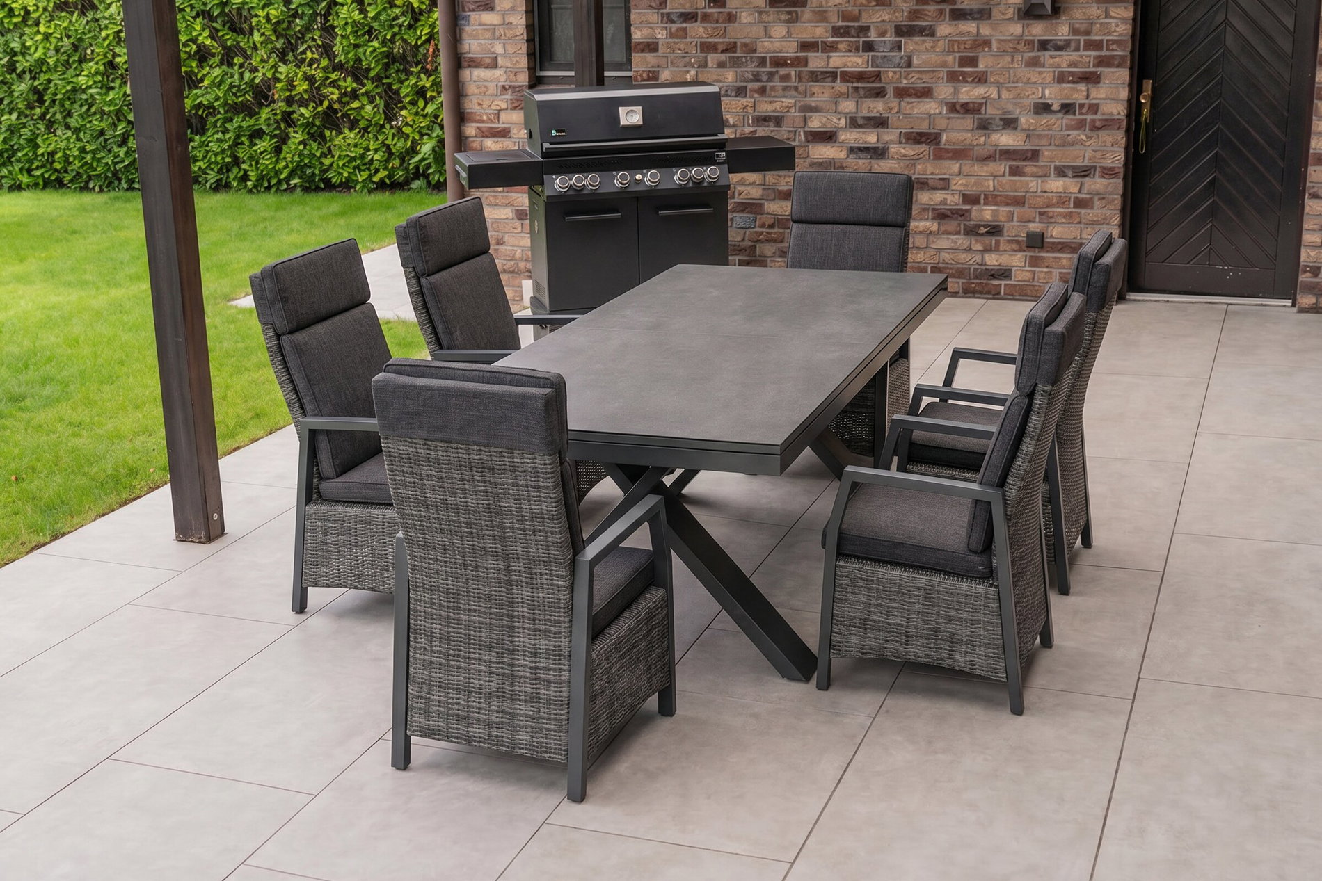 Hartman Nova Conjunto de comedor de jardín, 6 personas, extensible, 220-280cm, Alu/Polirratán/Vitrocerámica Hartman Nova Conjunto de comedor de jardín, 6 personas, extensible, 220-280cm, Alu/Polirratán/Vitrocerámica