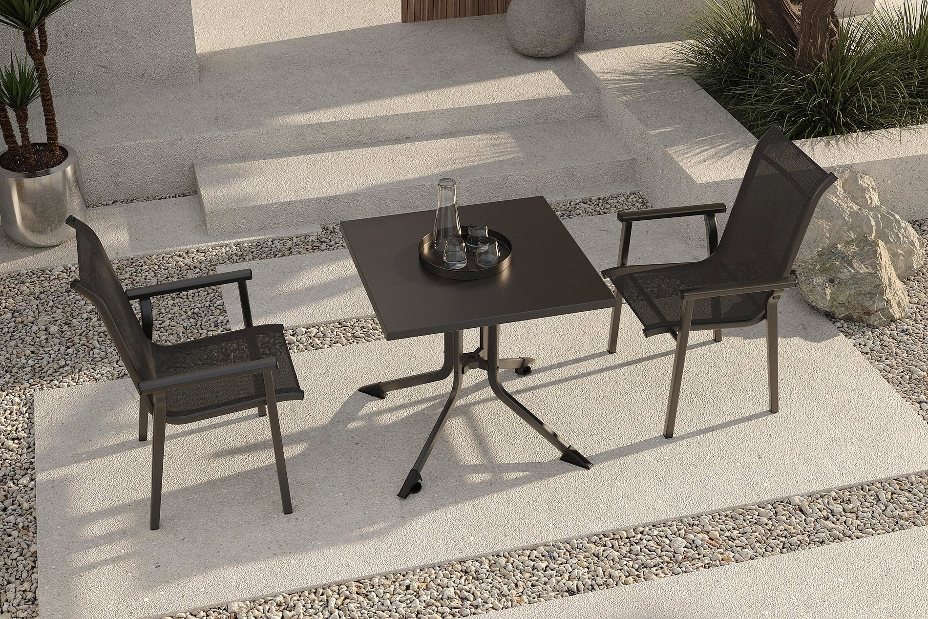KETTLER BasicPlus Pro Balkon-Set, anthrazit, Aluminium/Textilene/KETTALUX, 80 x 80 cm, 2 Stapelstühle KETTLER BasicPlus Pro Balkon-Set, anthrazit, Aluminium/Textilene/KETTALUX, 80 x 80 cm, 2 Stapelstühle