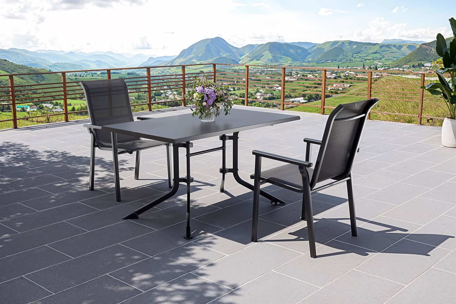 Kettler BasicPlus Pro Set de balcón, antracita, Aluminio/Textileno/Kettalux, mesa de 140 x 95 cm, 2 sillas apilables Kettler BasicPlus Pro Set de balcón, antracita, Aluminio/Textileno/Kettalux, mesa de 140 x 95 cm, 2 sillas apilables
