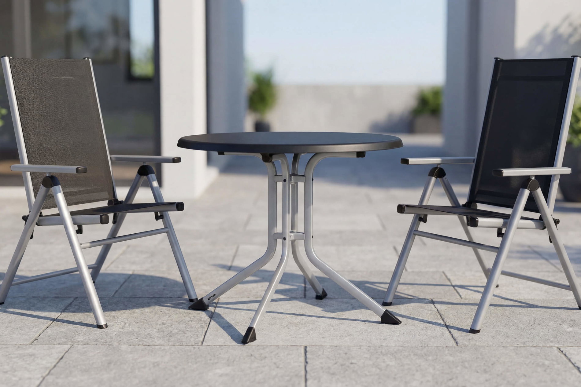 KETTLER BasicPlus Pro Balkon-Set, silber/anthrazit, Aluminium/Textilene/KETTALUX, Tisch Ø 70 cm, klappbar, pflegeleicht KETTLER BasicPlus Pro Balkon-Set, silber/anthrazit, Aluminium/Textilene/KETTALUX, Tisch Ø 70 cm, klappbar, pflegeleicht