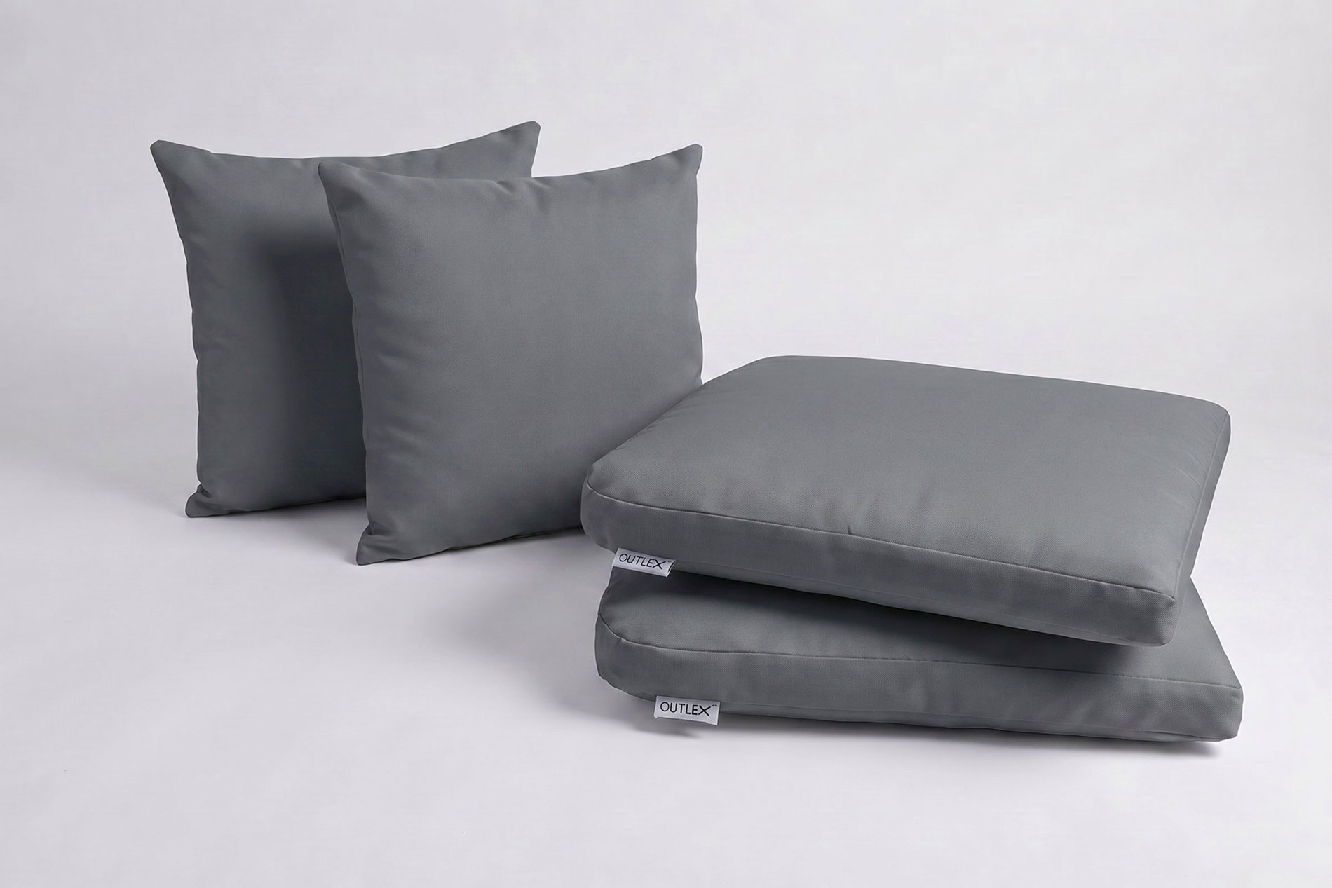 OUTFLEXX Juego de cojines, 4 piezas, gris, para Conjunto de 2 sillones 2035 OUTFLEXX Juego de cojines, 4 piezas, gris, para Conjunto de 2 sillones 2035