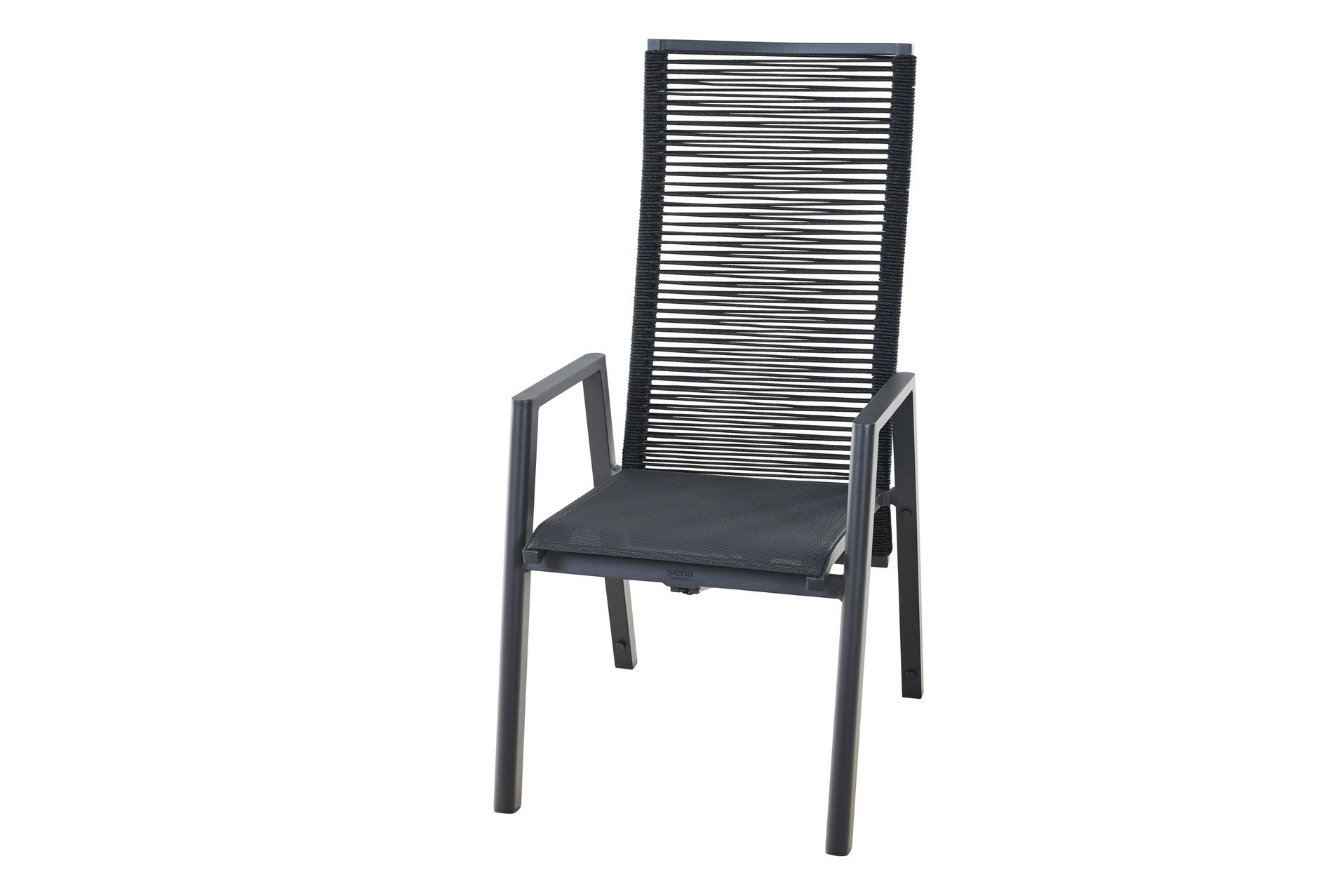 SIENA GARDEN Sillón Bologna Move, antracita/negro, aluminio y cuerda, 77 x 56,5 x 113 cm, respaldo regulable de forma continua