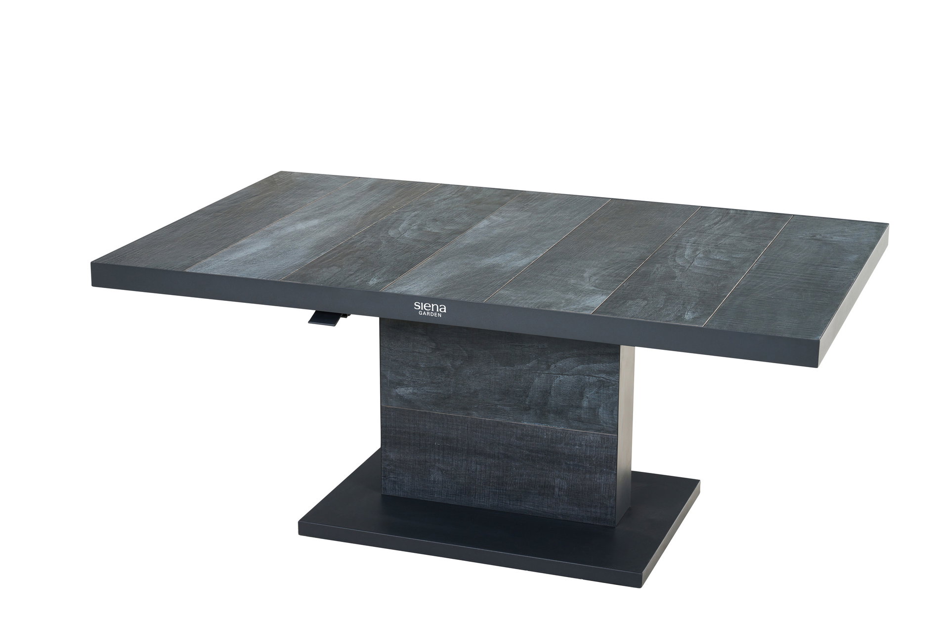 SIENA GARDEN Talina mesa elevable, antracita/wood grey, aluminio y cerámica, 140 x 85 x 52-72 cm, regulable en altura de forma continua, resistente a los arañazos