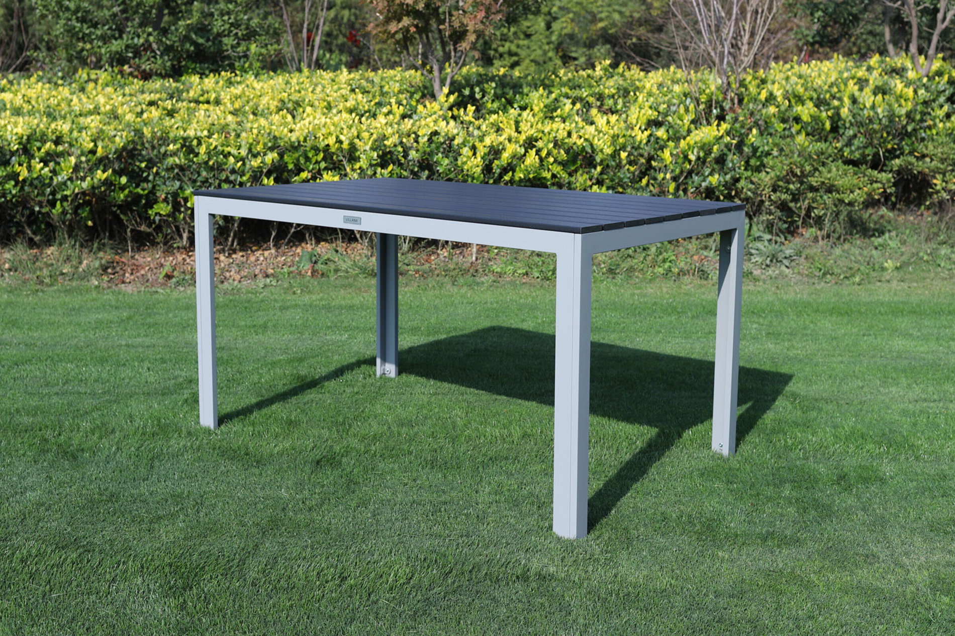 VILLANA Sylvania Mesa de comedor, plateado/negro, Aluminio/Imitación madera, 150x90cm, rectangular