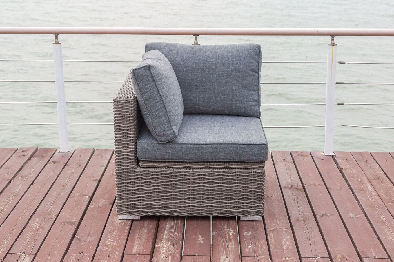 OUTFLEXX Elemento esquinero derecho, gris, polirratán, 82 x 82 x 70 cm, asiento ajustable, arcón para cojines impermeable 18362_1_BOX__1