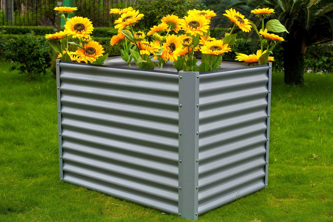 OUTFLEXX Bancal elevado, plateado, acero aluminio-zinc, con recubrimiento en polvo, 120x90x84 cm 14887__1