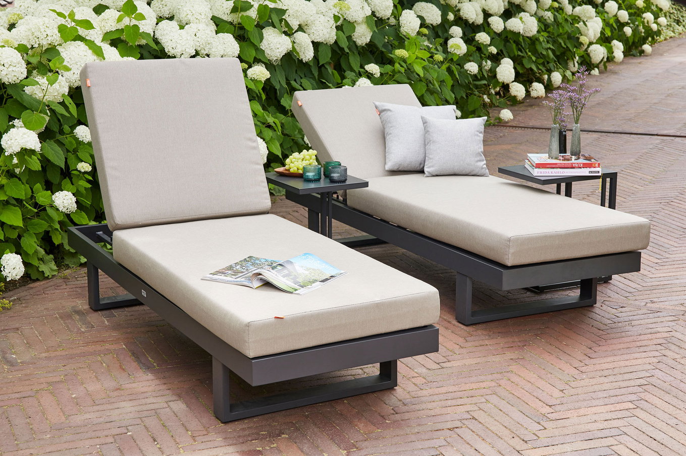 SIENA GARDEN Avenia Banco-Comedor/Tumbona, antracita/taupe jaspeado, Aluminio, 73x195x70 cm, incl. cojines de asiento y respaldo 22000__1