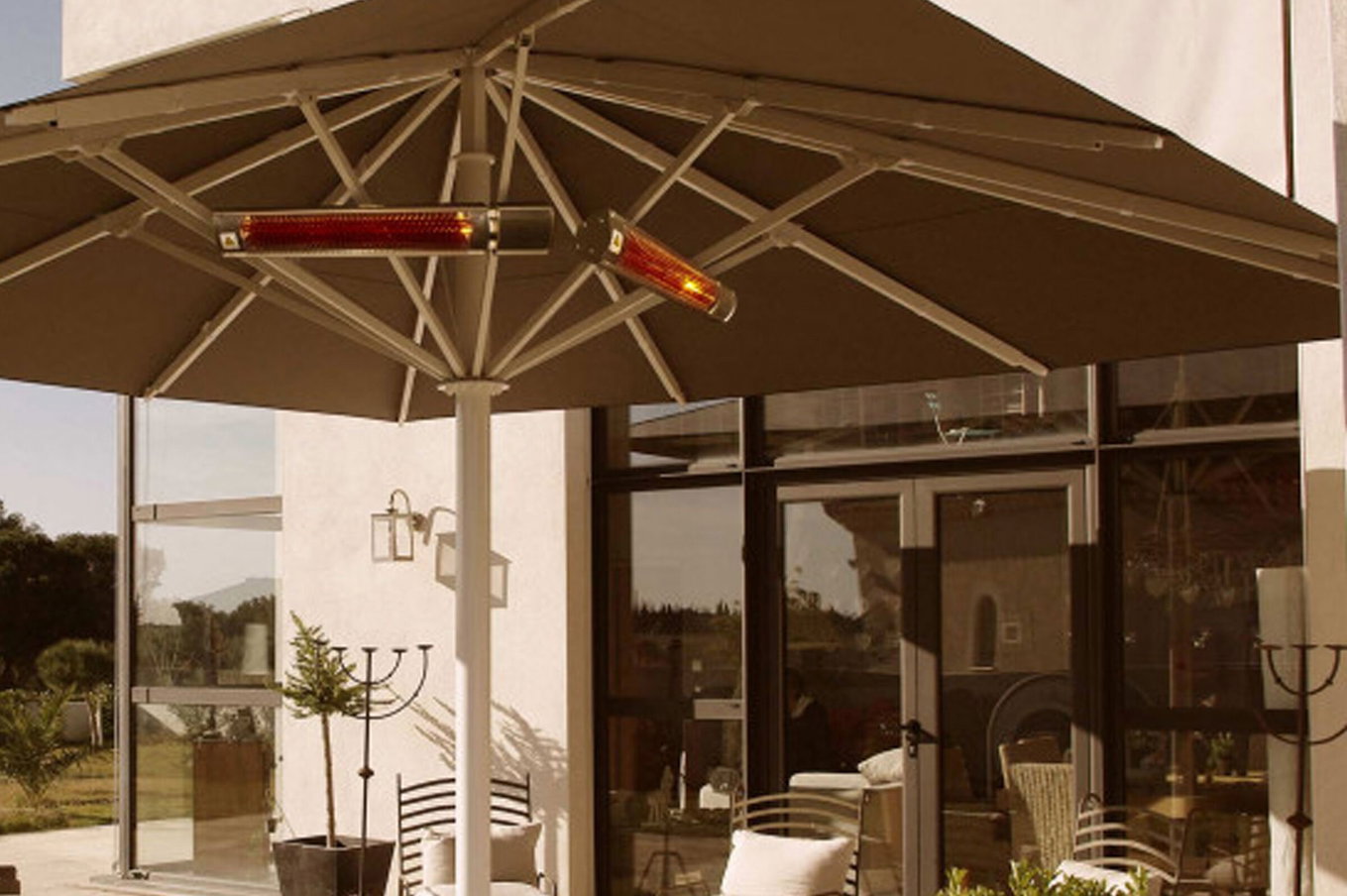 OUTTECH XD-Y Estufa radiante, plateado, aluminio, 67,5 x 10,5 x 7,2 cm, resistente al polvo y al agua, control remoto con 2 niveles 21295__1
