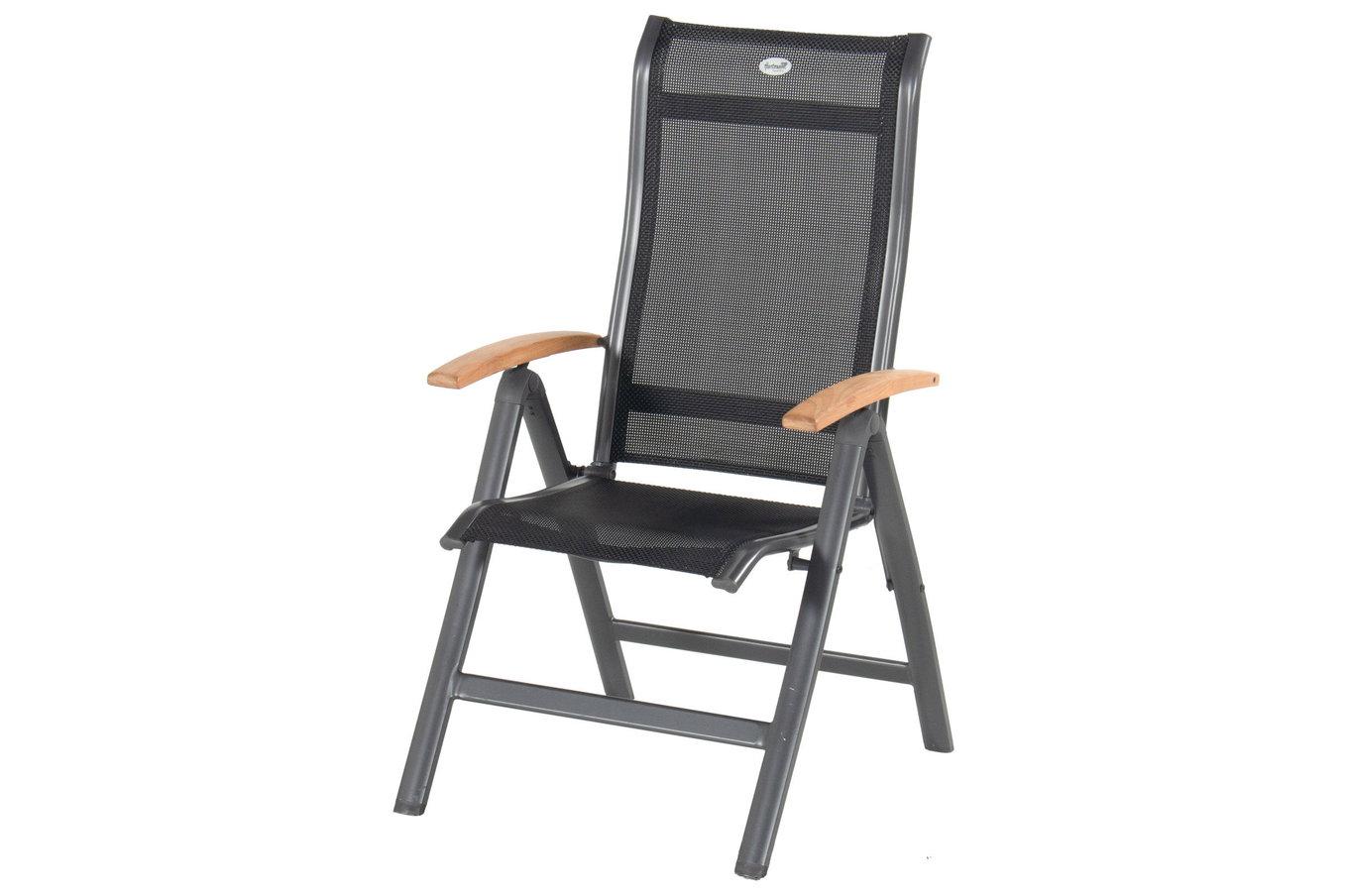 HARTMAN Alice Silla plegable, xerix/negro, Alu/Textileno 4x4, con reposabrazos de teca 11086__1